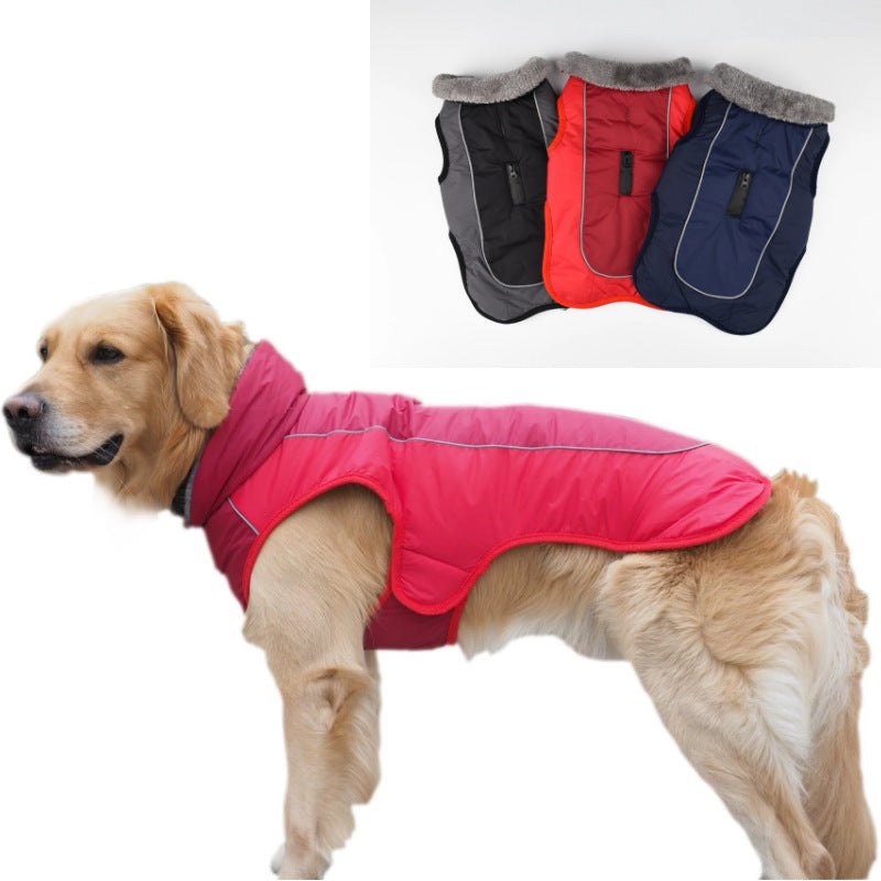 Warm Reversible Dog Coat - Thick Padded Comfortable Winter Dog Jacket, Reflective Safey Dog Vest