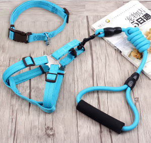 Dog Harness Soft Adjustable with Rope Leash