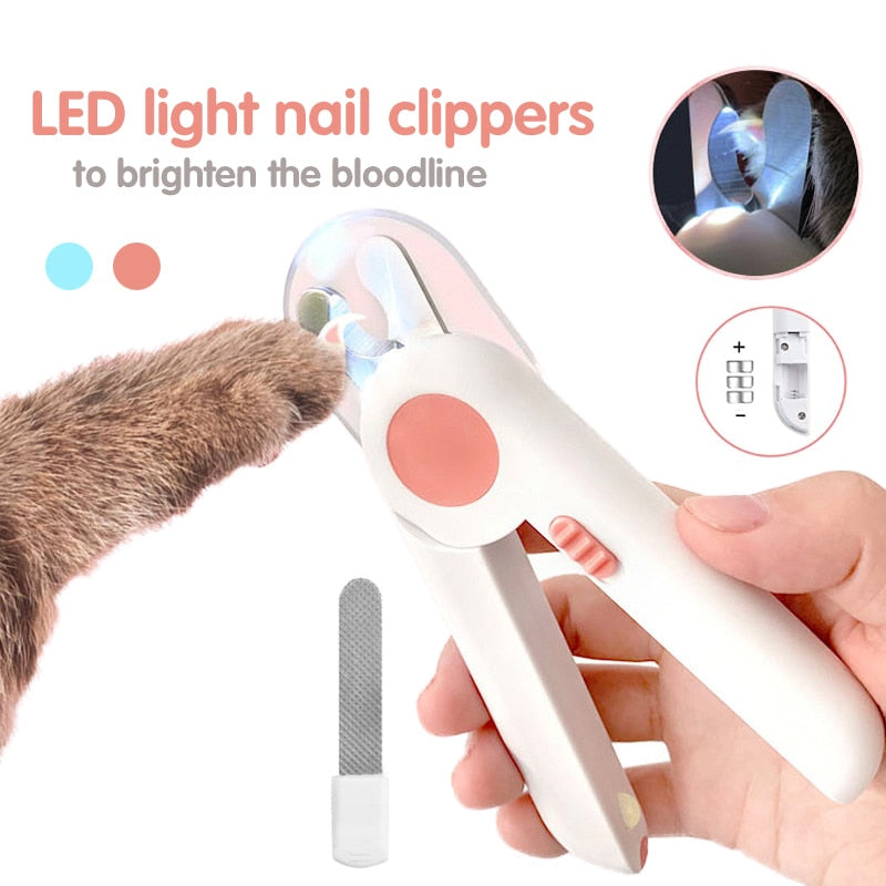 Pet Dog Nail Clipper with LED Light Stainless Steel Scissors Cat Nail Cutter Clippers Trimmer Grinder Professional Grooming Tool