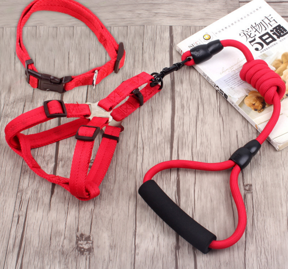 Dog Harness Soft Adjustable with Rope Leash