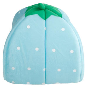 Soft Cotton Cute Strawberry Style Multi-purpose Pets Dog Cat House Nest Yurt Size L Light Blue