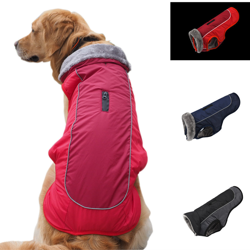 Warm Reversible Dog Coat - Thick Padded Comfortable Winter Dog Jacket, Reflective Safey Dog Vest