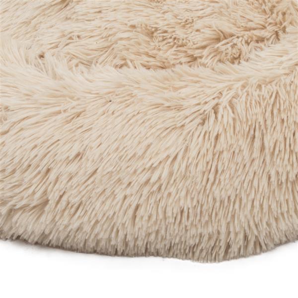 Pet Dog Calming Bed Warm Soft Plush Round Light Yellow