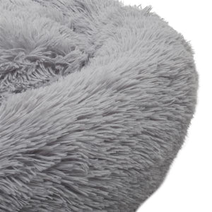 Pet Dog Cat Calming Bed Warm Soft Plush Round Light Gray