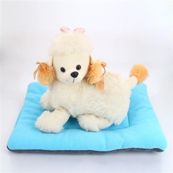 Washable Soft Comfortable Silk Wadding Bed Pad Mat Cushion for Dog Cat Pet Light Blue Size L