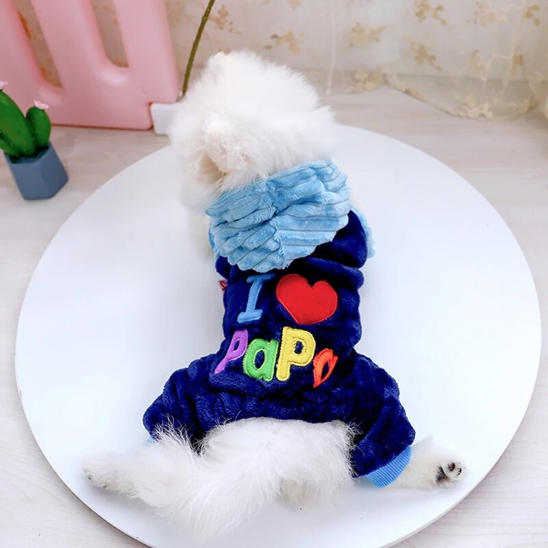 I Love Mama Papa Dog Hoodie for Small Dogs