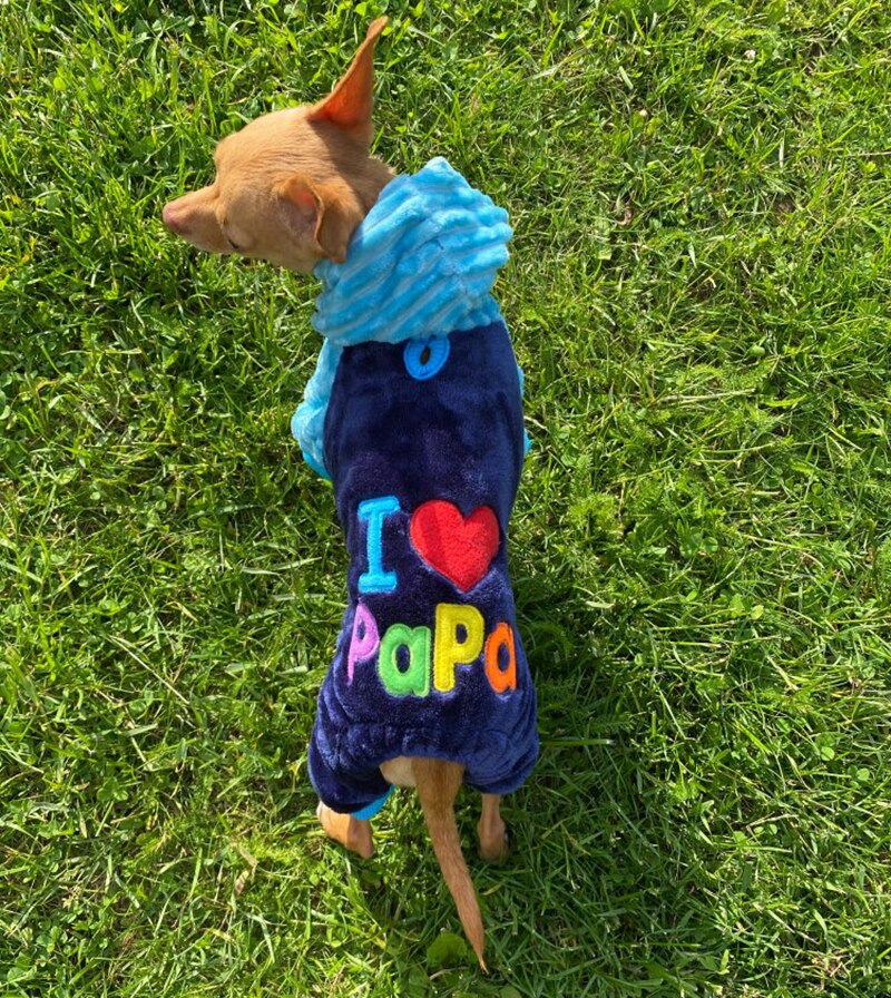 I Love Mama Papa Dog Hoodie for Small Dogs