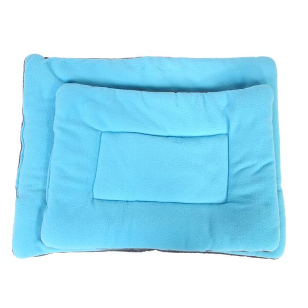 Washable Soft Comfortable Silk Wadding Bed Pad Mat Cushion for Dog Cat Pet Light Blue Size L