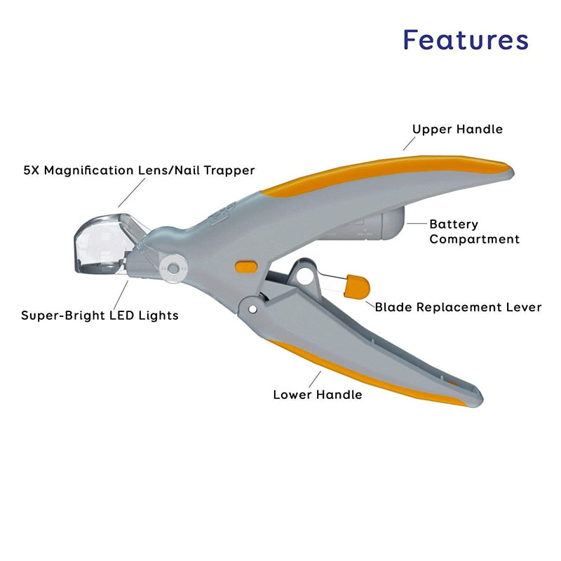 LED Pet Nail Clipper Trimmer  Stainless Steel Grooming Scissors Dog Nail Clippers Pet Claw Nail