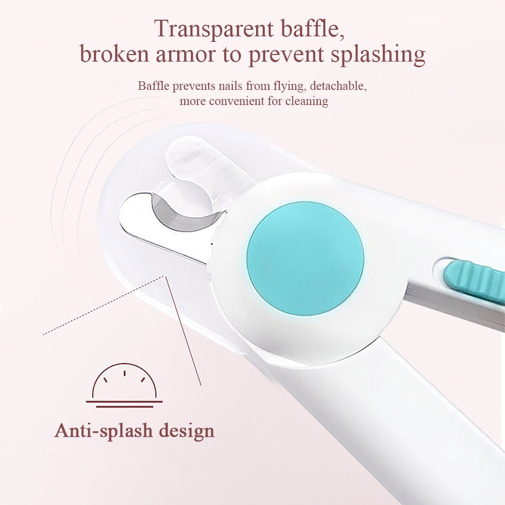 Pet Dog Nail Clipper with LED Light Stainless Steel Scissors Cat Nail Cutter Clippers Trimmer Grinder Professional Grooming Tool