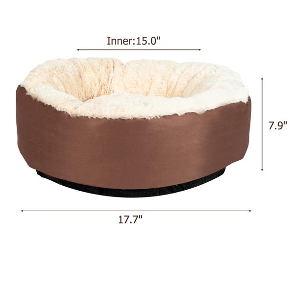 Pet Dog Bed  Warm Soft Nest Round Brown