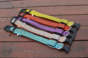 Leopard LED Dog Collar Luminous Adjustable Glowing Collar For Dogs Pet Night Safety Nylon Collar Luminous LED Bright Dog Collar