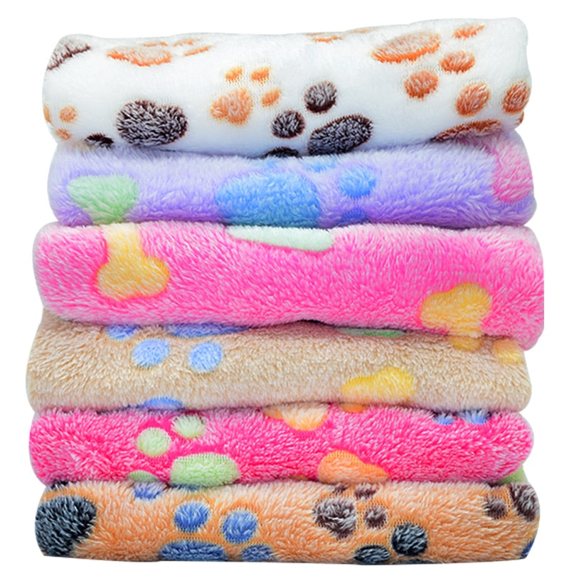 Pet Dog Bed Blanket Soft Fleece Cat Cushion Blanket Winter Warm Paw Print Pet Cats Cover Blanket For Small Medium Large Dogs Mat