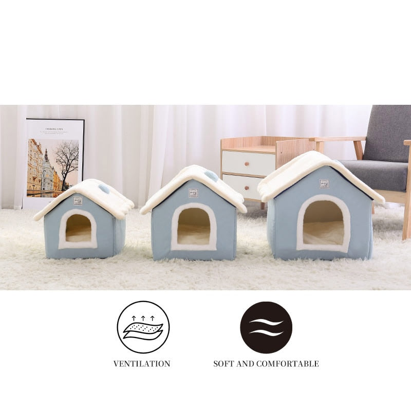 Dog Cozy Sleeping Bed House With Washable Removable Mat