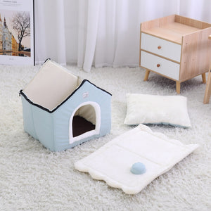 Dog Cozy Sleeping Bed House With Washable Removable Mat