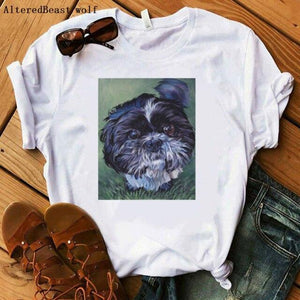 Shih Tzu Pop Dog Art Mama T-Shirt Summer 2021