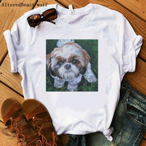 Shih Tzu Pop Dog Art Mama T-Shirt Summer 2021