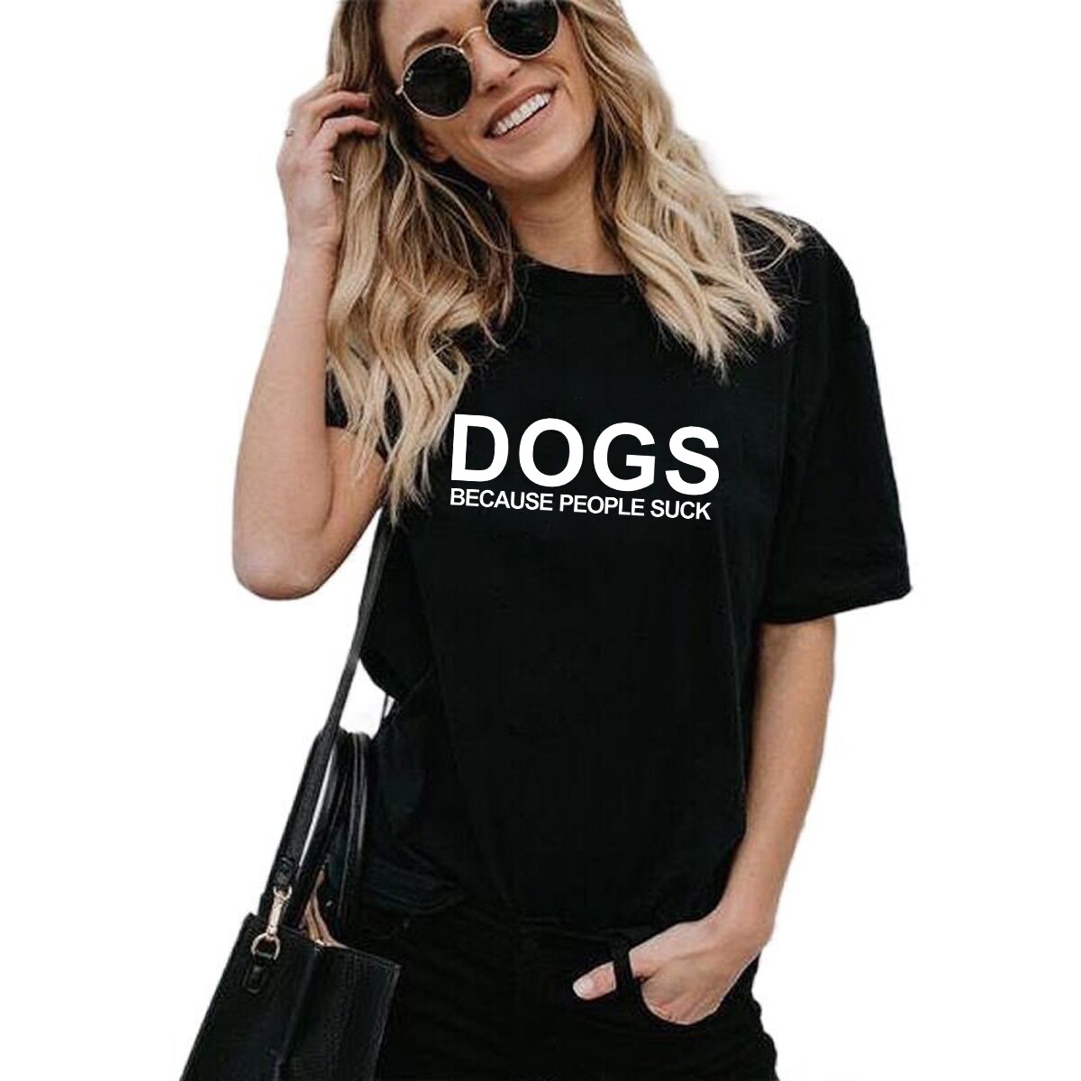 Cotton T-Shirt Dogs Because People Suck