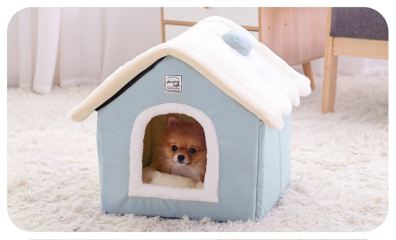 Dog Cozy Sleeping Bed House With Washable Removable Mat