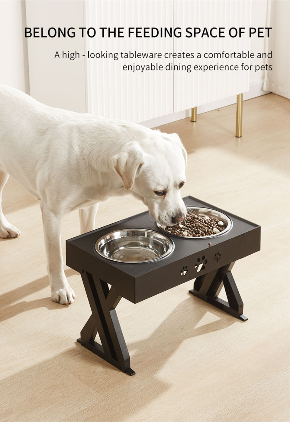 Dog Bowl Elevated Non-Slip With Three Adjustable Height