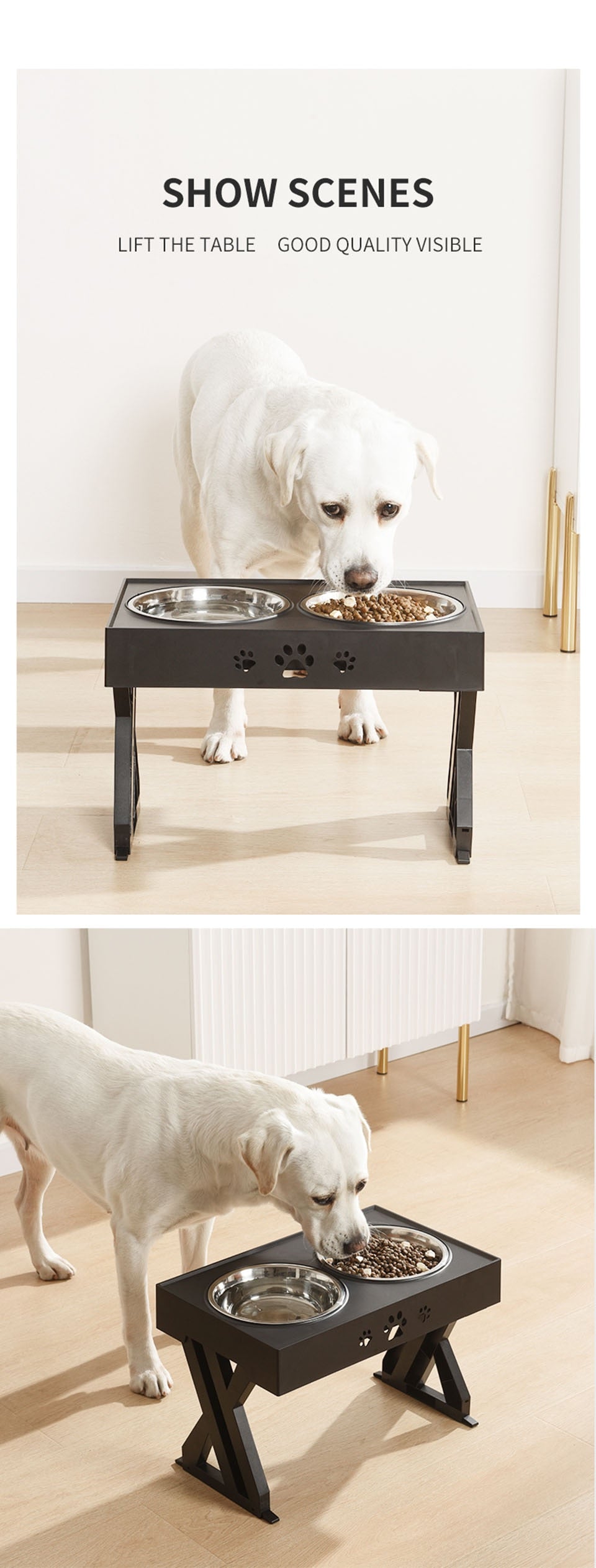 Dog Bowl Elevated Non-Slip With Three Adjustable Height