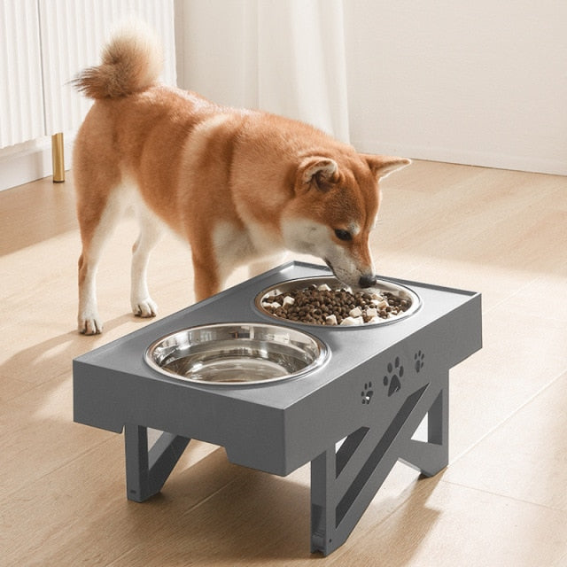 Dog Bowl Elevated Non-Slip With Three Adjustable Height