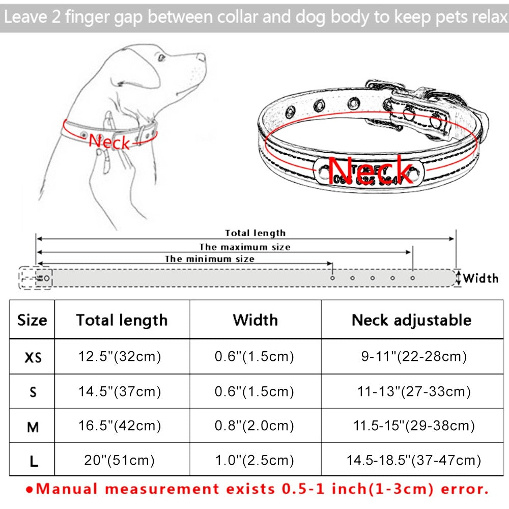 Adjustable Personalized Laser Engraved Dog Leather Collar