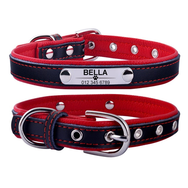 Adjustable Personalized Laser Engraved Dog Leather Collar