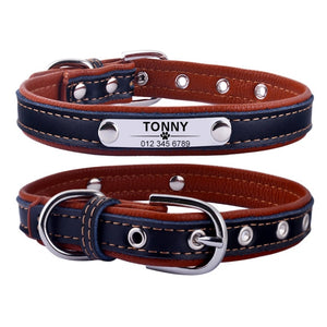 Adjustable Personalized Laser Engraved Dog Leather Collar