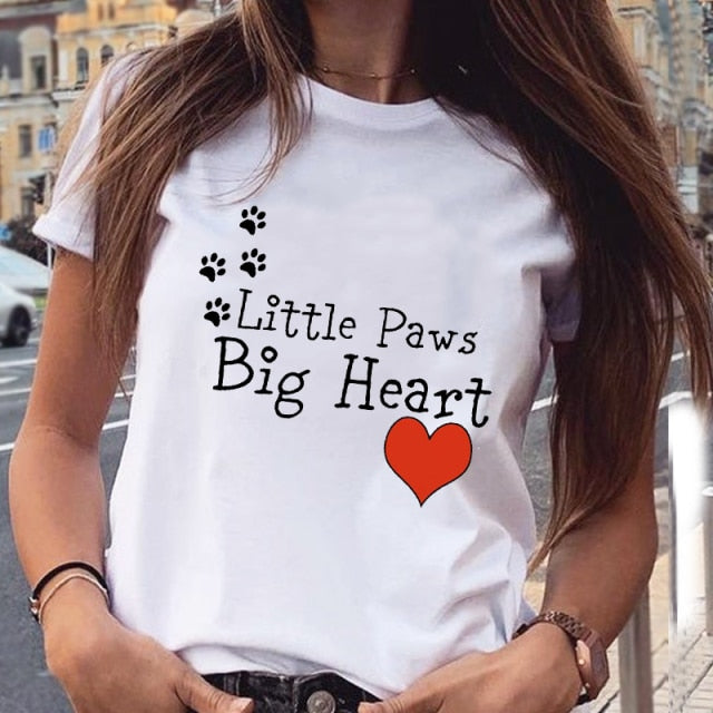 Women's Graphic Paw Dog Love T-Shirt - Cute and Stylish Tee for Dog Lovers