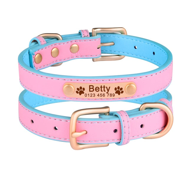 Adjustable Personalized Laser Engraved Dog Leather Collar