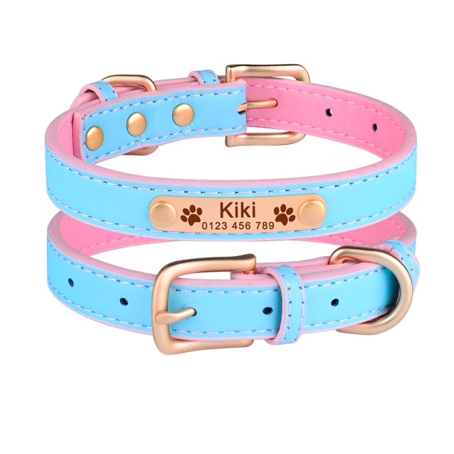 Adjustable Personalized Laser Engraved Dog Leather Collar