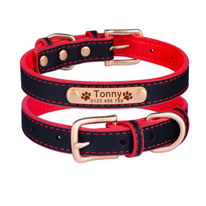 Adjustable Personalized Laser Engraved Dog Leather Collar