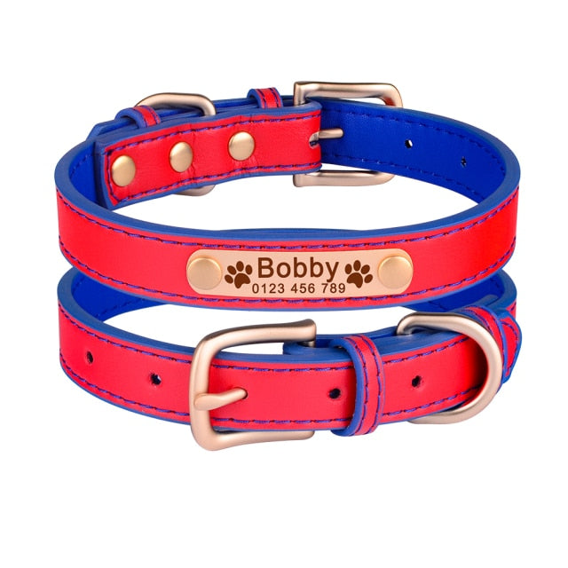 Adjustable Personalized Laser Engraved Dog Leather Collar