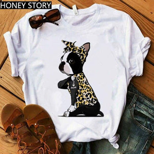 Red Plaid Dog T Shirt Boston Terrier I Love Mom T-shirt