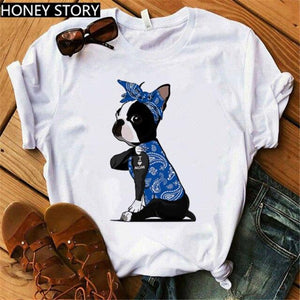 Red Plaid Dog T Shirt Boston Terrier I Love Mom T-shirt
