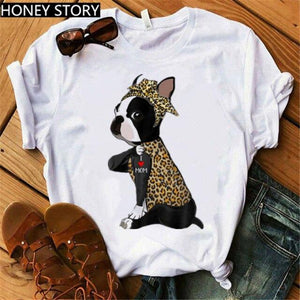 Red Plaid Dog T Shirt Boston Terrier I Love Mom T-shirt