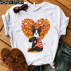 Red Plaid Dog T Shirt Boston Terrier I Love Mom T-shirt