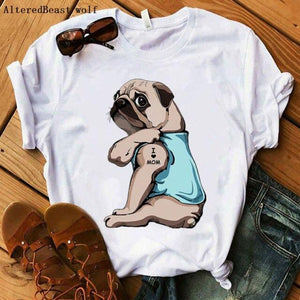 Red Plaid Dog T Shirt Boston Terrier I Love Mom T-shirt