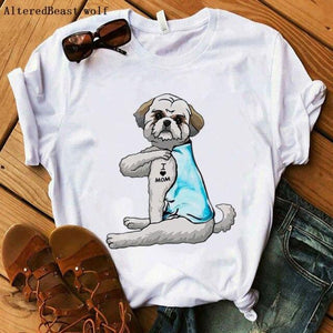 Red Plaid Dog T Shirt Boston Terrier I Love Mom T-shirt