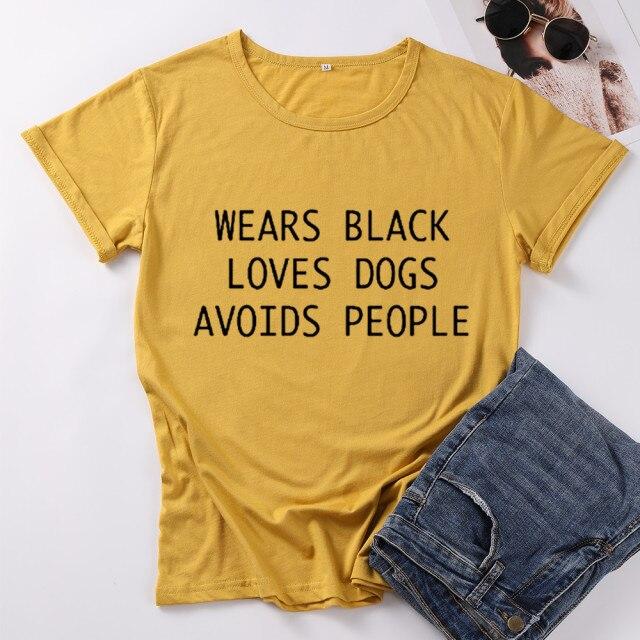 WEARS BLACK LOVES DOGS AVOIDS PEOPLE T-Shirt