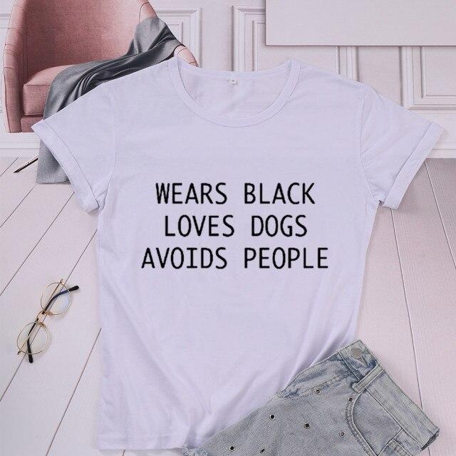 WEARS BLACK LOVES DOGS AVOIDS PEOPLE T-Shirt