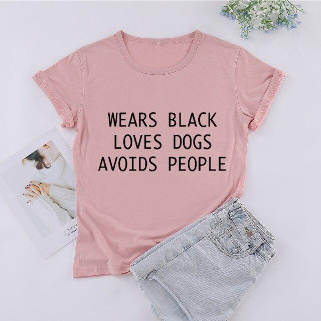 WEARS BLACK LOVES DOGS AVOIDS PEOPLE T-Shirt