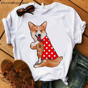 Avocado Bandana Corgi I Love Mom Woman T-shirt