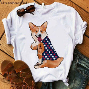 Avocado Bandana Corgi I Love Mom Woman T-shirt