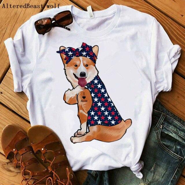 Avocado Bandana Corgi I Love Mom Woman T-shirt