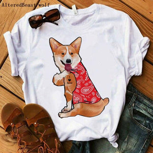 Avocado Bandana Corgi I Love Mom Woman T-shirt