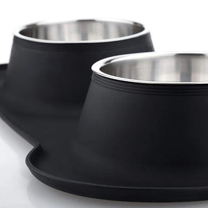 Antislip Double Dog Bowl With Silicone Mat Stainless Steel Water Food Feeder