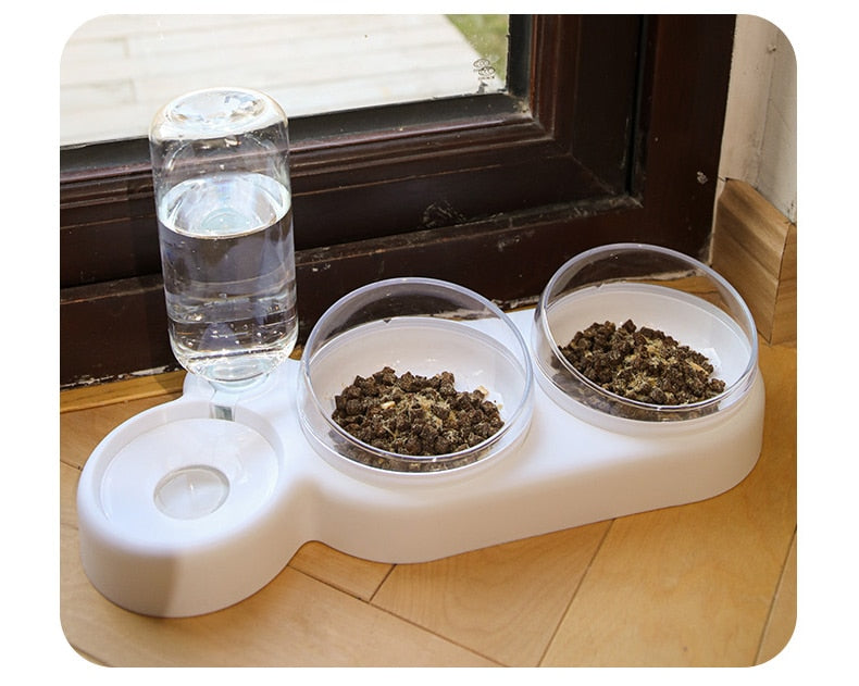 Pet Cat Bowl Automatic Feeder Dog Cat Food Bowl With Water Fountain Double Bowl Drinking Raised Stand Dish Bowls For Cats